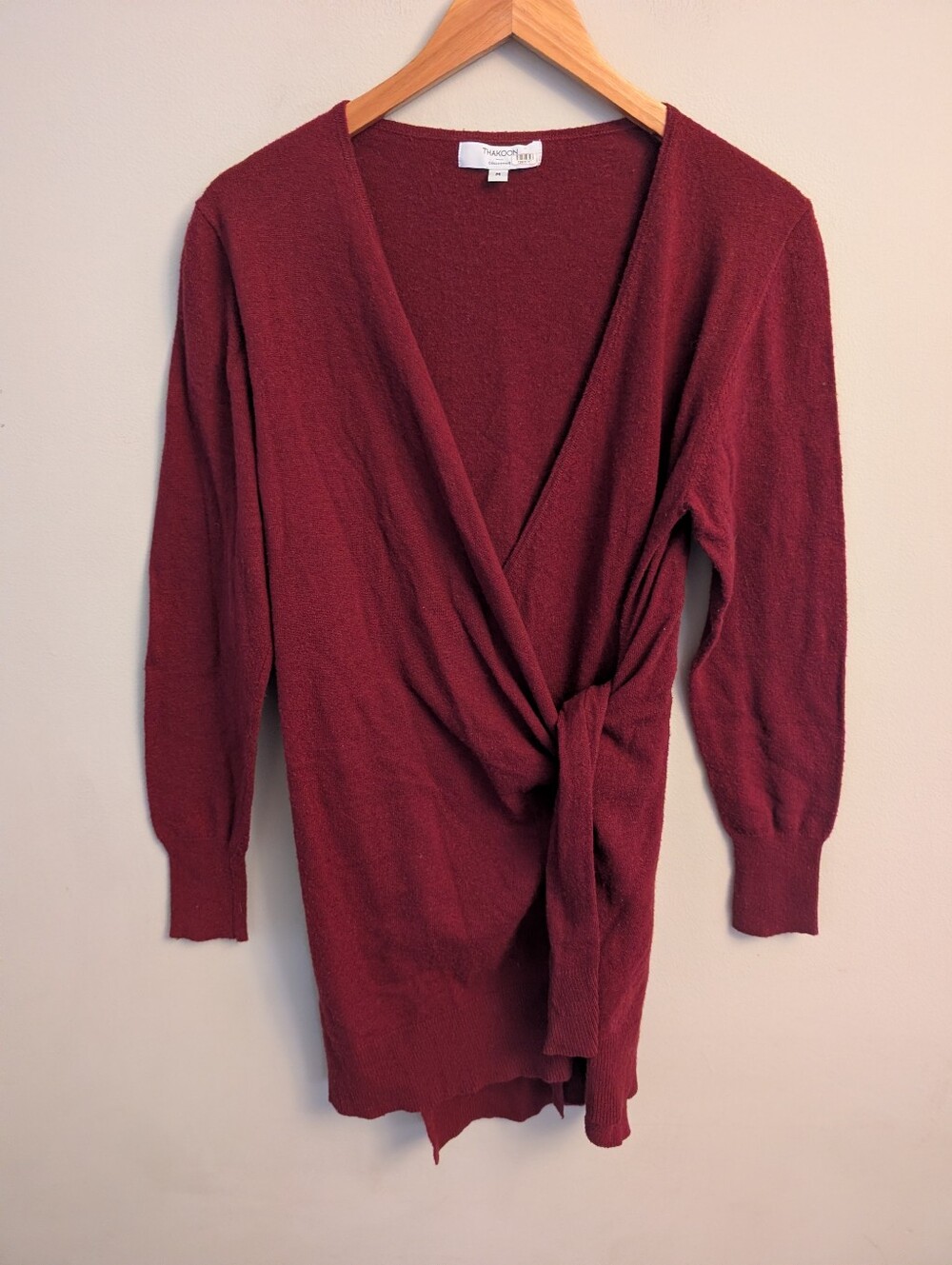 Thakoon Red Knit Wrap Sweater Dress Size M